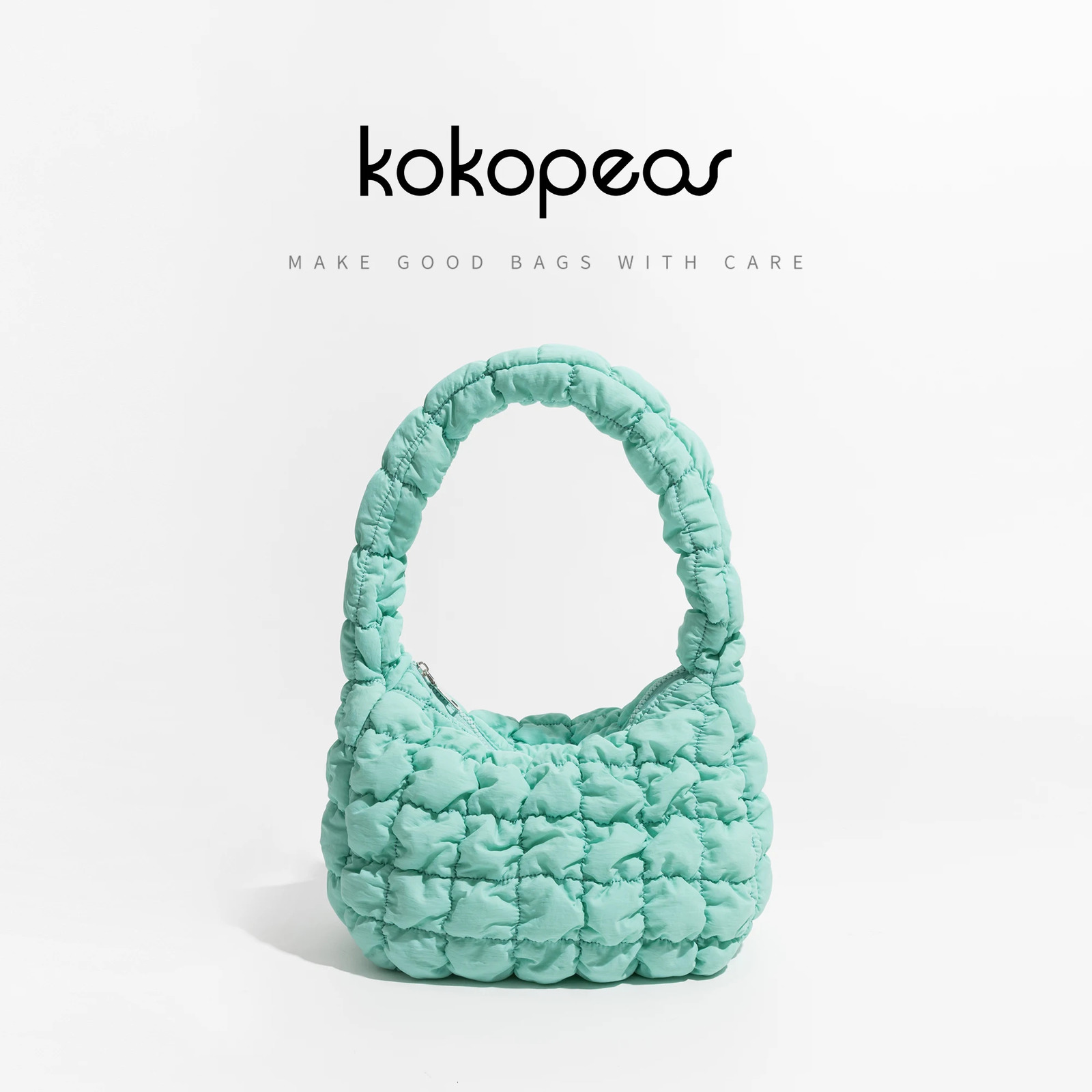 KOKOPEAS Soft Fluffy Quilted Padding Handbag Puffy Lightweight Tote Bag Cotton Padding Small Shoulder Bag 241209