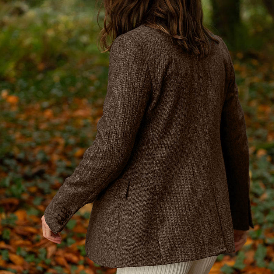 Customized Street Power Women's Jacket Herringbone Blazer Single-breasted Flap Pocket Business Suits One Piece