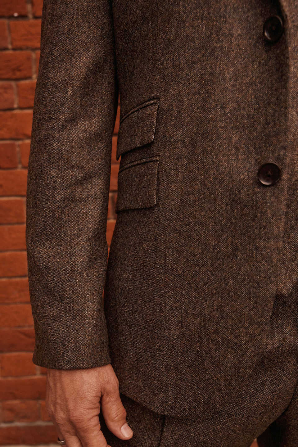 Brown Tweed Woolen Men Wedding Suits 3 Pieces Customized Handsome Wedding Tuxedos For Business Groom Wear