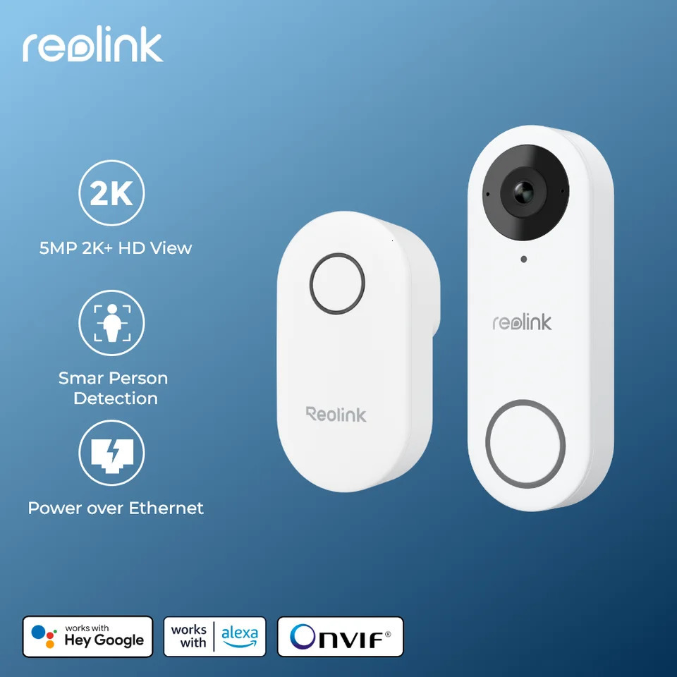 Reolink Smart 2KPoE video doorbell wired video intercom with Chime Human Detection 2-channel audio doorbell support Alexa 241209