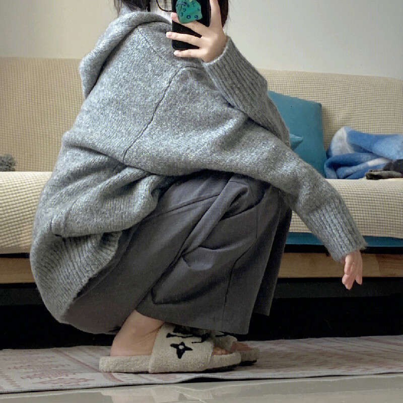 Autumn and Winter New Hooded Knitted Hoodie Loose American Retro Lazy Style Long Sleeve Star Sweater Women's Top