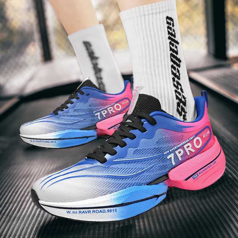 Carbon Plate Air Cushion Men Sports Marathon Running Shoes Breathable Lightweight Women Comfortable Athletic Nonskid Sneakers Z250225