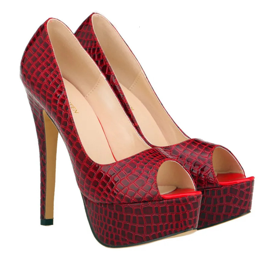 Peep Toe Platform High heels Pumps Women Shoes Sexy Pattern Shallow Party Shoes Work Comfortable Ladies Shoes 14cm 241209