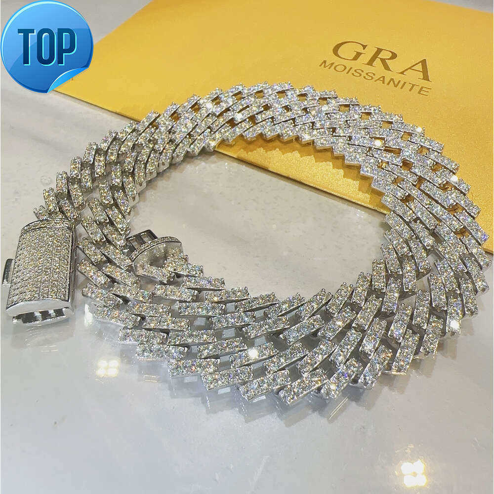 Fine Jewelry Necklace 8mm 10mm 13mm Iced Out k Chain 1 Row Vvs Moissanite Cuban Chains for Men