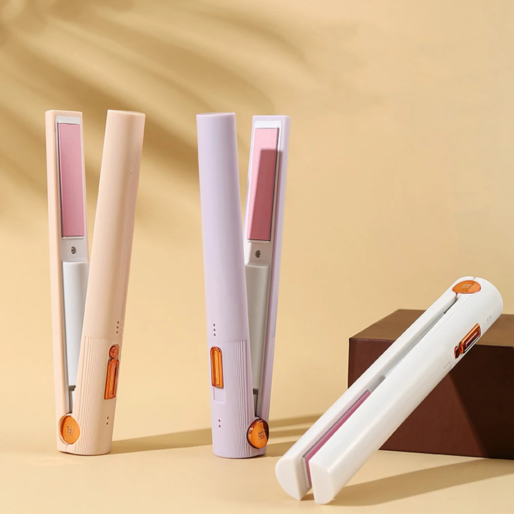 2 in 1 Wireless Curling Wand Portable Mini Flat Iron Fasting Heating with 3 Temp Setting for Curl Wave Straighten Women Hair 241209