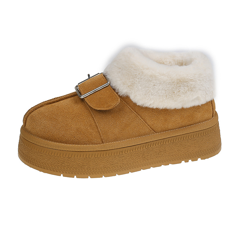 Women Boots:Fleece Winter Warm Thick Sole Anti-slip Low-top Short Snow Boots Fur Cotton Shoes Slip-on,Apricot/Light Tan/Black,Free shipping