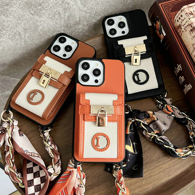 Luxury Women Crossbody Bag Designer Phone Case For iPhone 16 Pro Max Case Apple iPhone 15 Pro Max 14 13 12 Case Card holders Leather Wallet Phone Cover Scarves Lanyard