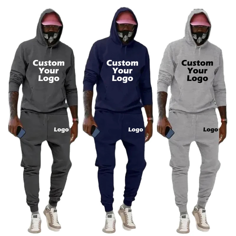 Customized Printing Mens Hoodie Set Womens Loose Casual Pants Hoodie Zipper Sportswear Clothing 241205