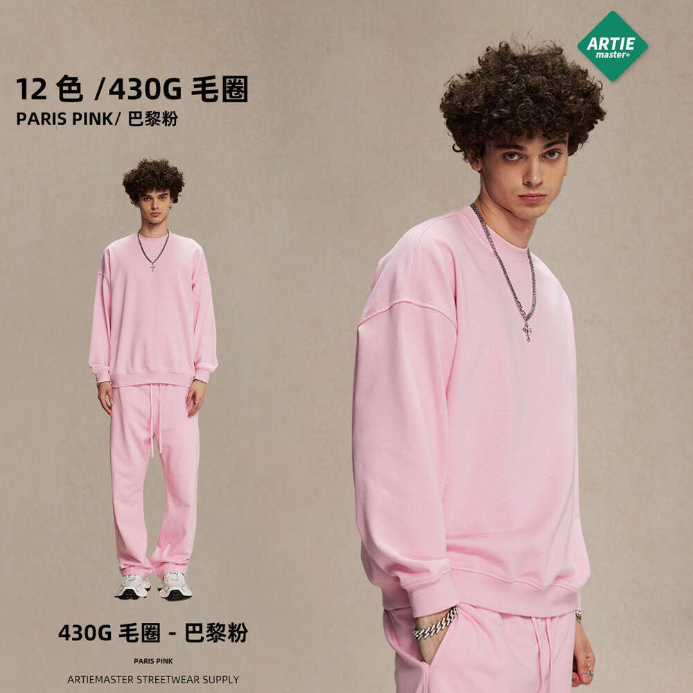 2024 new product 430g looped hoodie street fashion brand autumn men's and women's round neck shirt