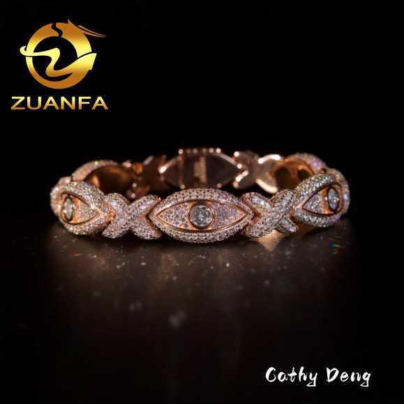 Fashion Rapper Hip Hop Jewelry Evil Eye diamond Bracelet men 925 Silver Iced out Moissanite bracelet men
