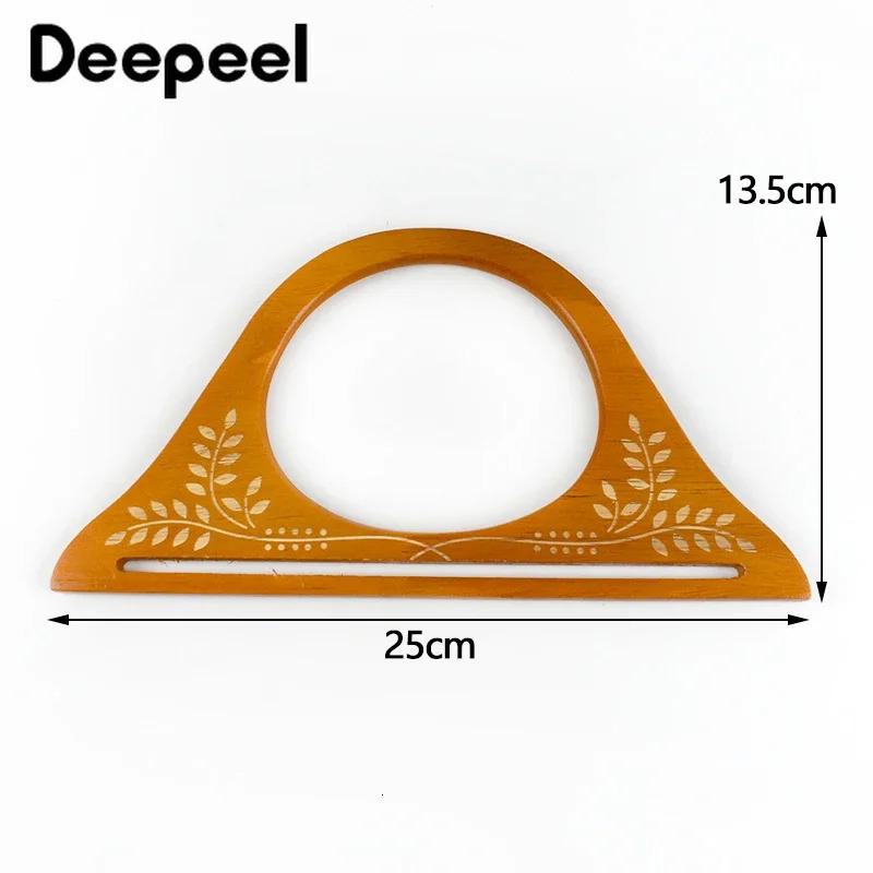 2/4pcs Deepeel 25/30cm wooden handle embossed wallet holder handbag kissing buckle sewing bracket handle used for making bag accessories 241205