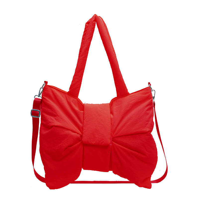 2025 new new minimalist canvas one shoulder bag, cute and exquisite bow tie, niche crossbody commuting tote bag zhanyishengli