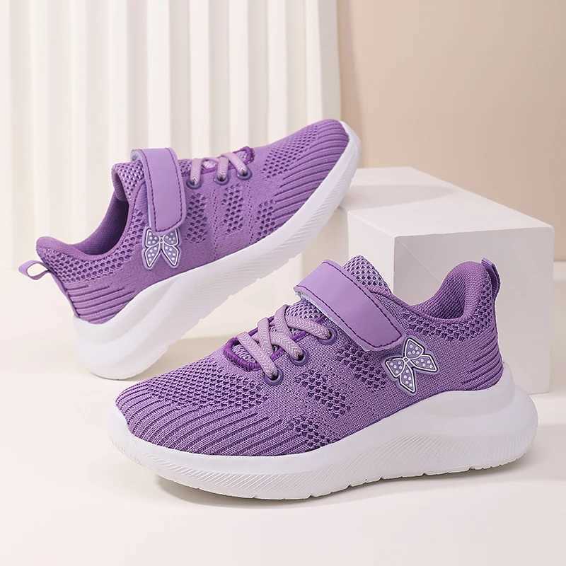 Tennis Shoes Slip On Girls Casual Running Shoes Woven Breathable with Soft Soled Sports Hook-Loop Outdoor ShoesXJ241209