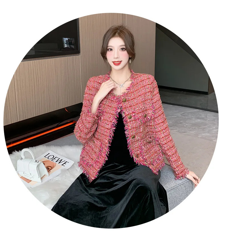 tweed jacket women Coat Women n Sense Korean Overcoat Fragrance Temperament Outwear Slim Fashion Top 241209