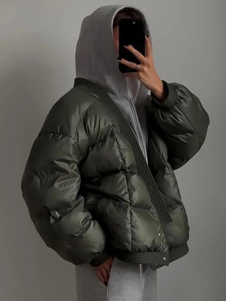 Fashion Solid Padded Cotton Jacket for Women Casual Long Sleeve Zippers Lady Thick Coat Winter Oneck Warm Female Overcoat 241209