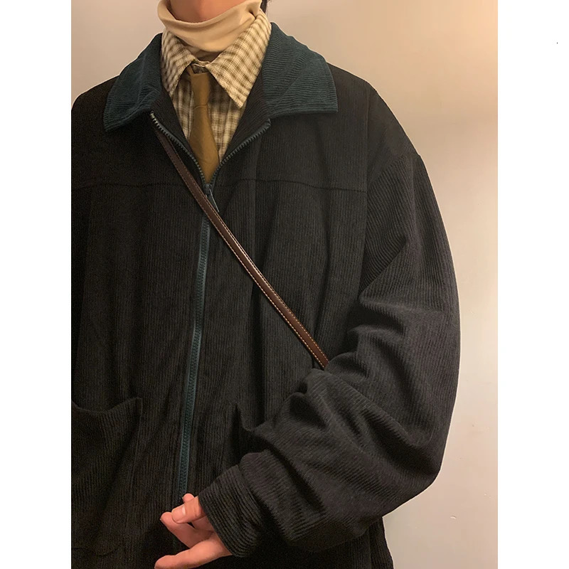 American Style Vintage 2024 Men Bomber Jacket Windbreakers Zipper Coats Autumn Loose Cargo Outwear 241225