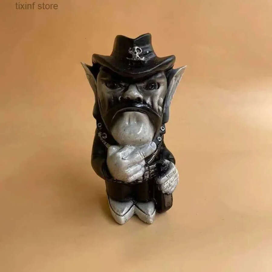 Figurines Lemmy Objects Decorative Rock Icon Statue Lemprechaun Resin Craft Sculpture Cowboy Finger Dwarf Garden Ornaments Home Yard Lawn Gnomes Decor