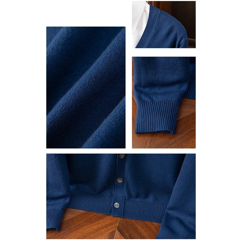 Brovon mens cardigan business casual classic V-neck solid color cardigan mens sweater Korean fashion mens clothing 241205