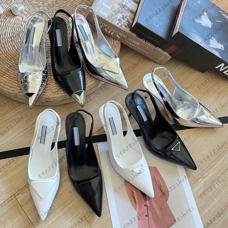 Slingback Heels Designer Women Pumps Black Leather Pointed Dress paty Shoes Toe Sandals Slingbacks Pump White Heel Comfy Dress Shoes Loafer
