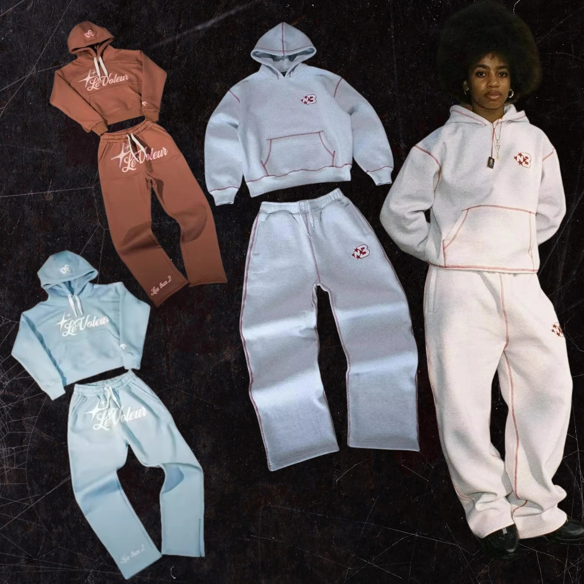 Oversized Loose Y2k Tracksuit Men Cotton Casual Sports Hoodies Sweatpants Two Piece Set Clothes for Fashion Streetwear 241209