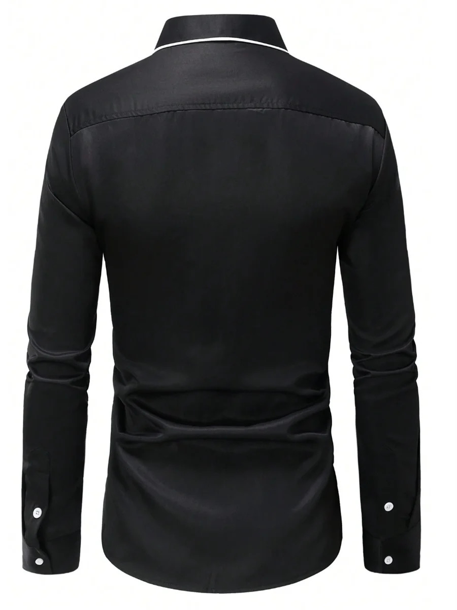 2024 Fashion Collar Long Sleeve Mens Casual Street Dance Shirt European Size 5XL Quick Printed 241209