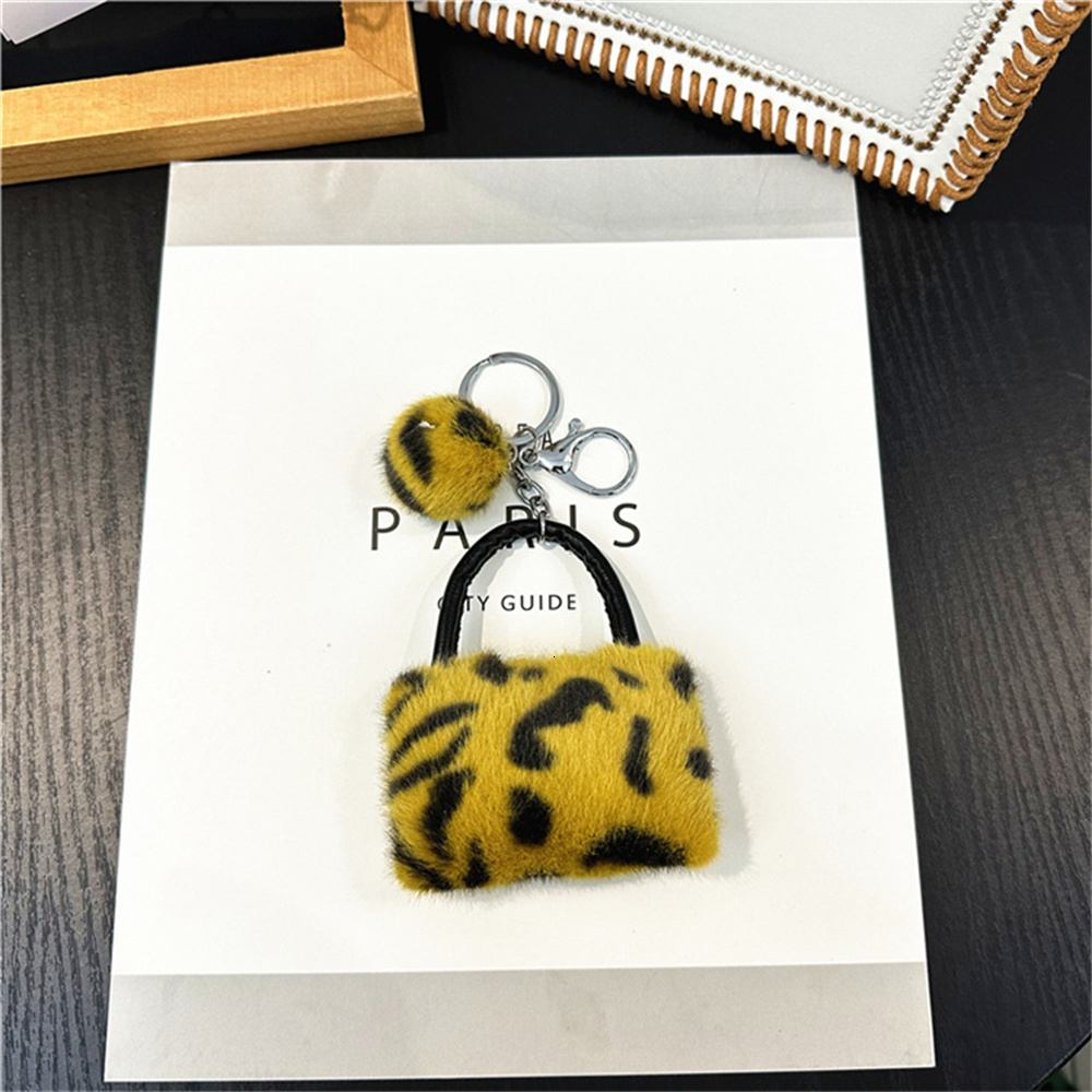 New plush leopard print wallet keychain women s cartoon coin wallet with keychain designer mini headphone bag bag