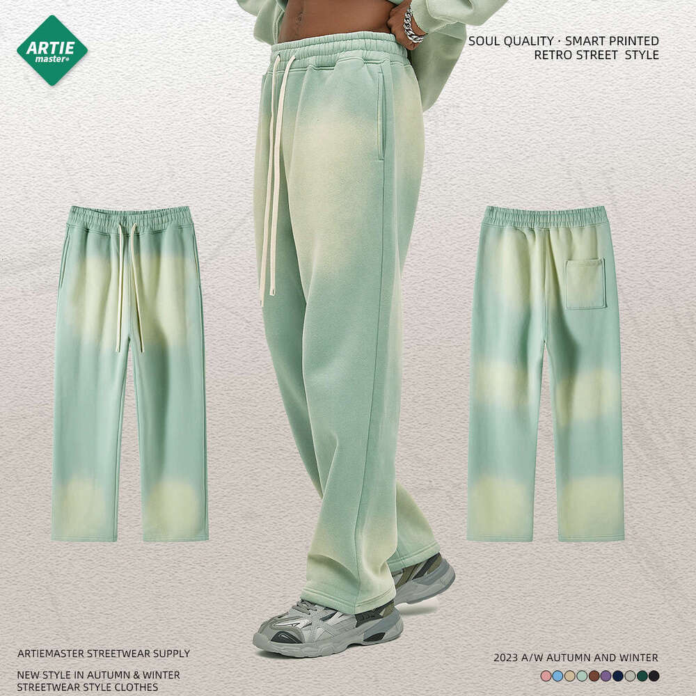 2024 Autumn/Winter New Product 360g Spray Dyeing Men's Whitening Wash Used Casual Pants