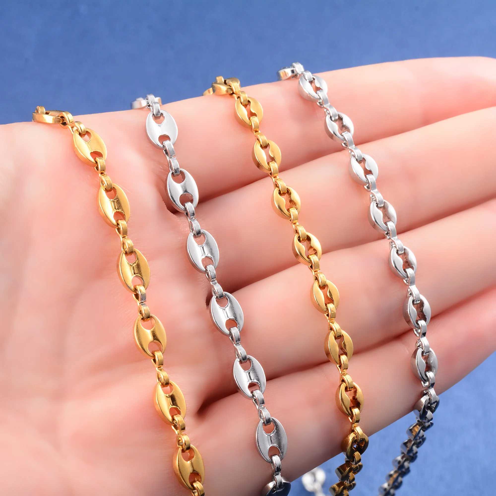 Handmade necklaces coffee bean chains stainless steel jewelry accessories mens necklaces DIY gifts Y241123