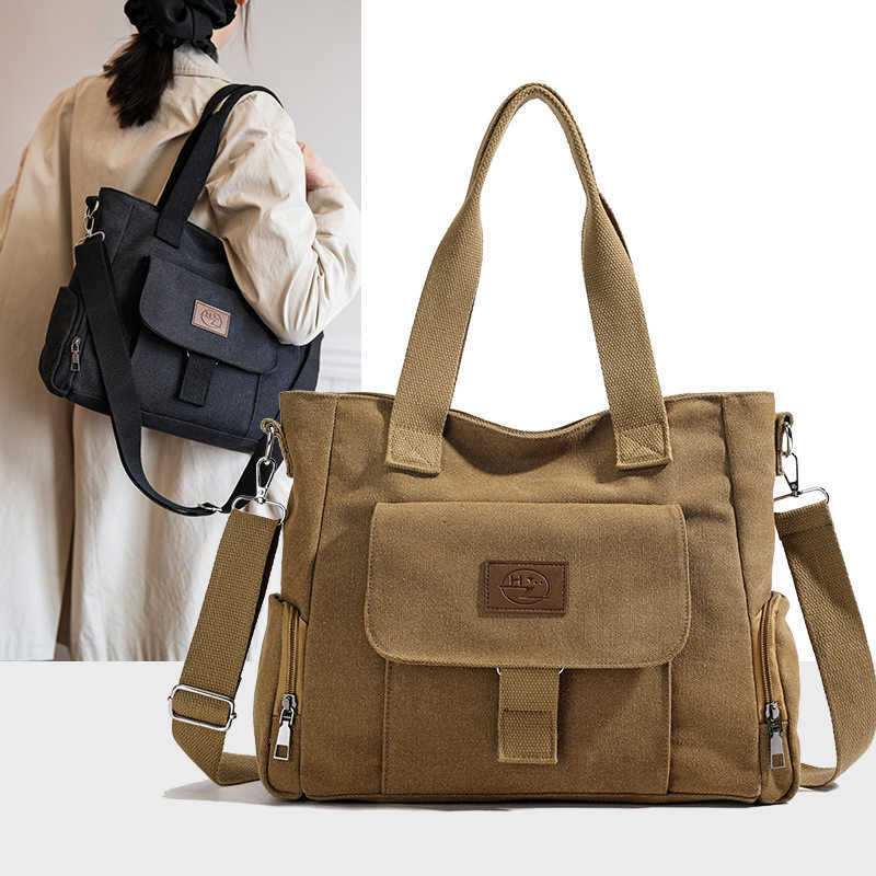 Shoulder Bag Women's Bag Trendy Versatile Simple Fashion Large Capacity Handheld Diagonal Cross Korean Canvas Bag 241215