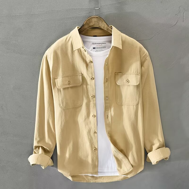 High Quality Men's Spring/Summer New Long Sleeved Cotton Linen Shirt Business Casual Loose Fitting T-Shirt Shirt Top M-3XL