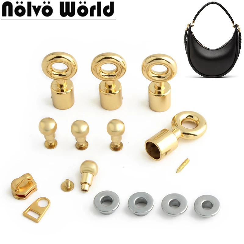 1/3/10 sets of satin gold zipper slider zipper hanger shoulder strap buckle shoulder bag wallet with rivets decorative accessories 241205