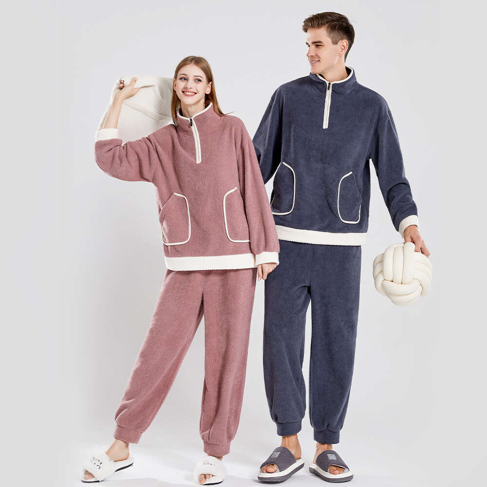 Premium Yangmei veet pamas, thickened autumn winter, suitable for men women's sleepwear, couple home wear, 2024 new style, chic and elegant cloth