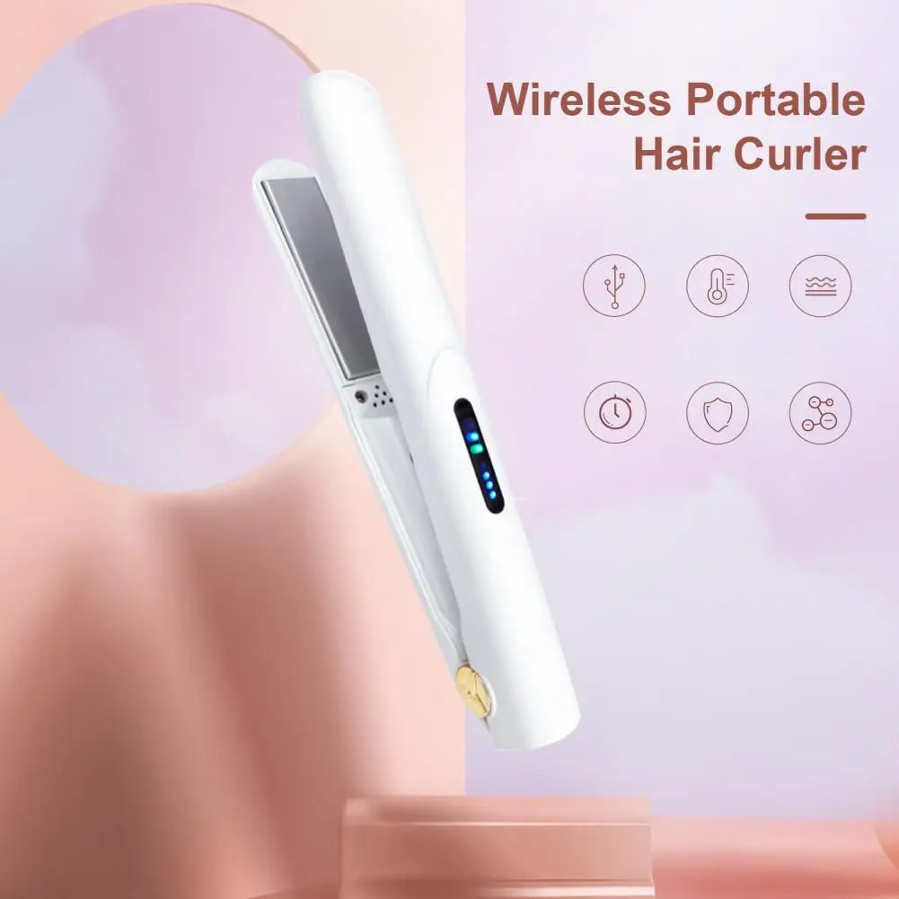 Compact Hair Curler Fast Heating Wireless Usb Rechargeable Mini Curling Iron Hair Straightener Travel Curling Wand for Womens 241209