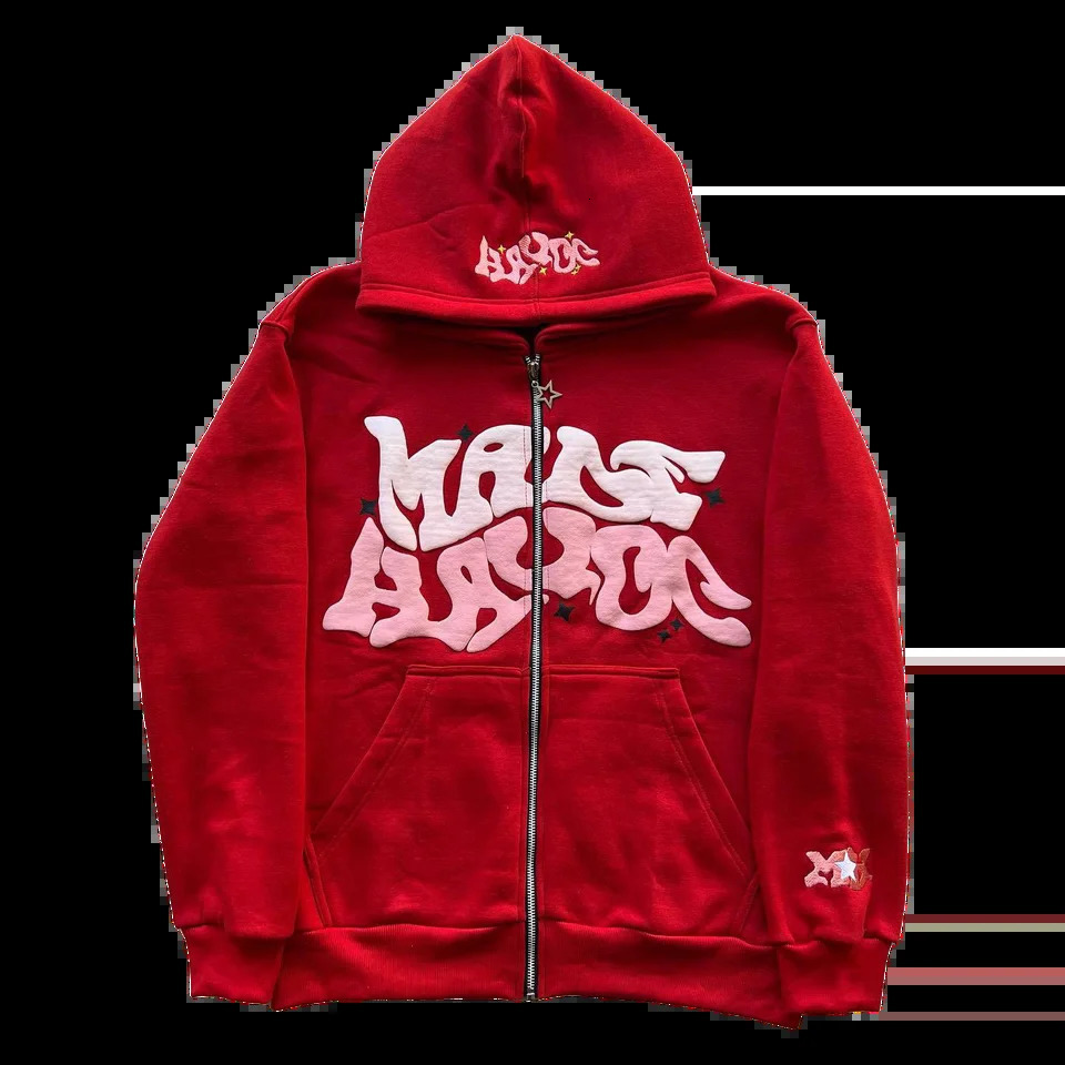 European and American Joint Fashion Y2K Gothic Punk Hip Hop Fashion Zipper Digital Printed Hoodie 241209