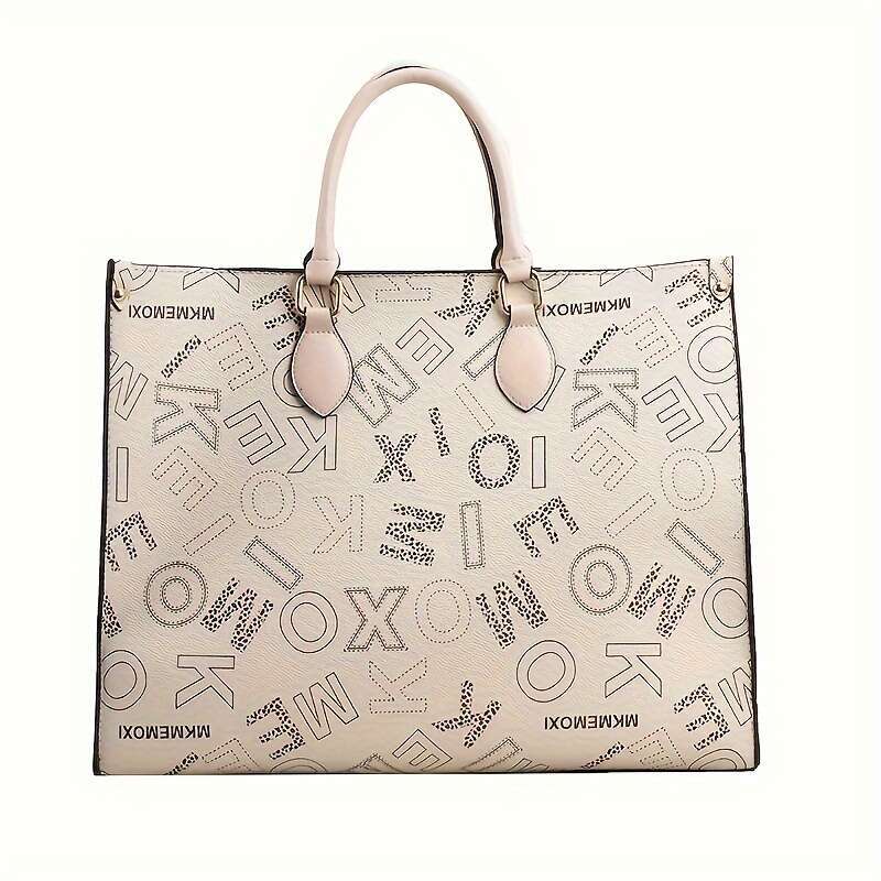 Luxury Brand Designer Bag Large Capacity Handbag, Vintage Letter Pattern Shoulder Bag, Women's Fashionable Commuting Handbag Tote Bag