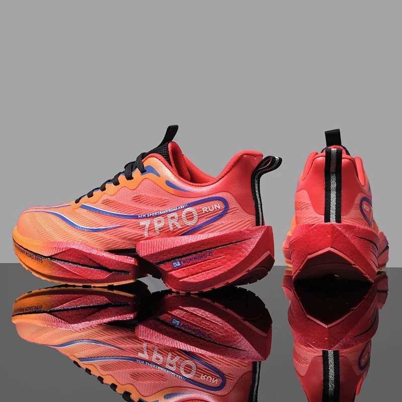 Carbon Plate Air Cushion Men Sports Marathon Running Shoes Breathable Lightweight Women Comfortable Athletic Nonskid Sneakers Z250225