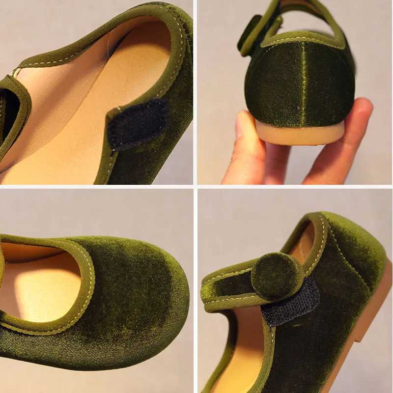 Baby Girl Shoes Vintage Velvet Kids Shoes Casual Flats Girls Dance Mary Janes Children Footwear4 Years 6 YearsXJ241209
