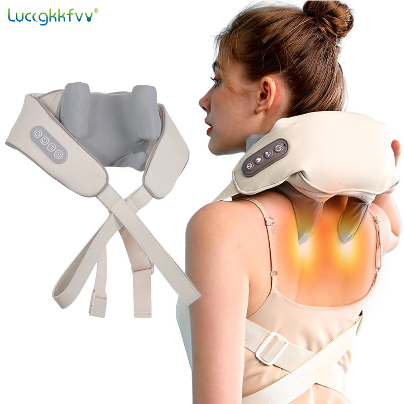 Neck Shoulder Massager Deep Tissue Shiatsu Back Massagers With Heat For Pain Relief Electric Kneading Squeeze Muscles Massage