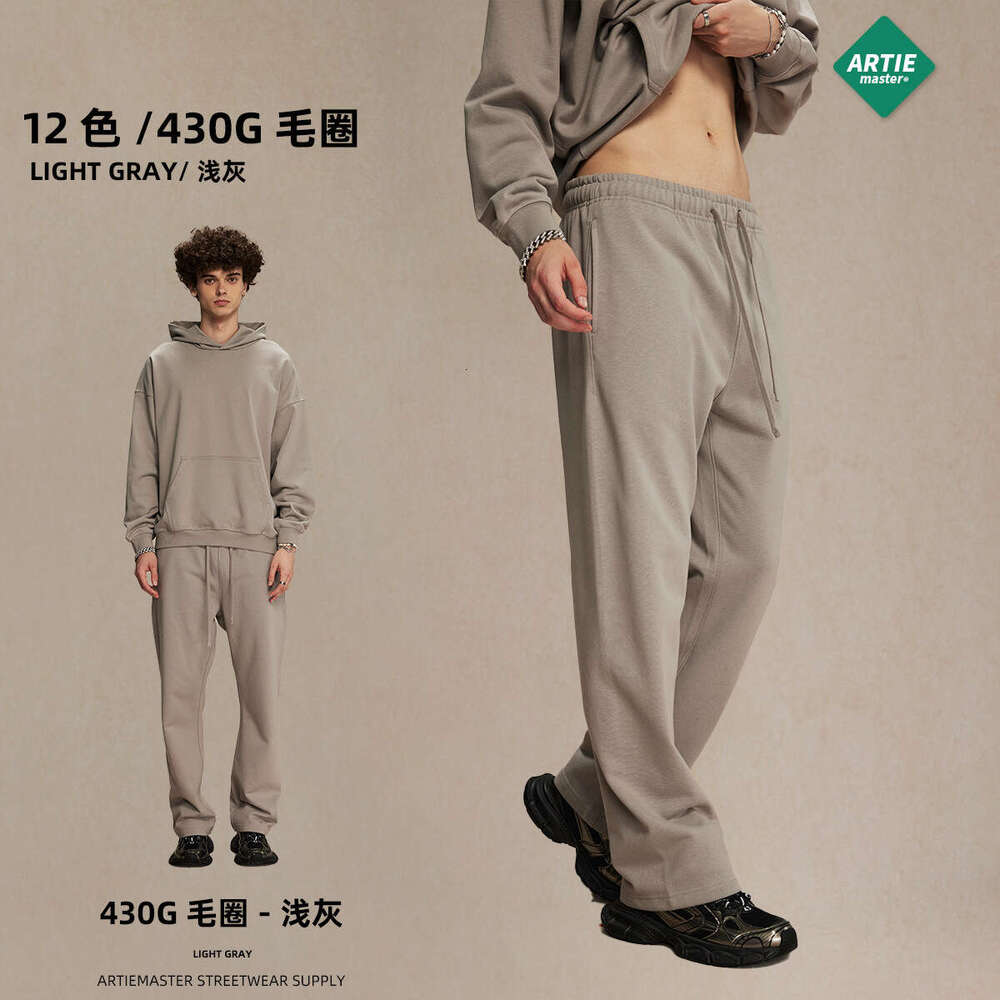 2024 Autumn/Winter New 430g Casual Oversize Loose High Street Ins Round Neck Hooded Pants Set