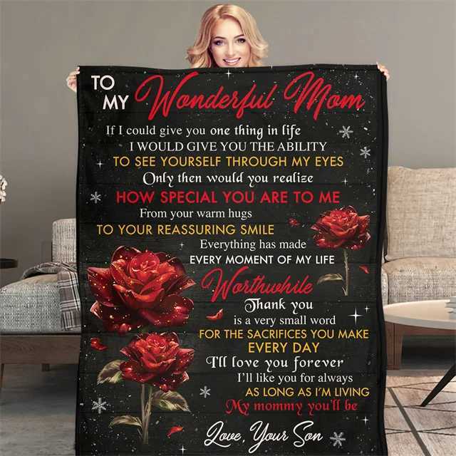 Gifts for Mom From Daughter Son Throw Blanket Sofa Couch Living Room Christmas Thanksgiving Mothers Days Gift Flannel FleeceXJ241210