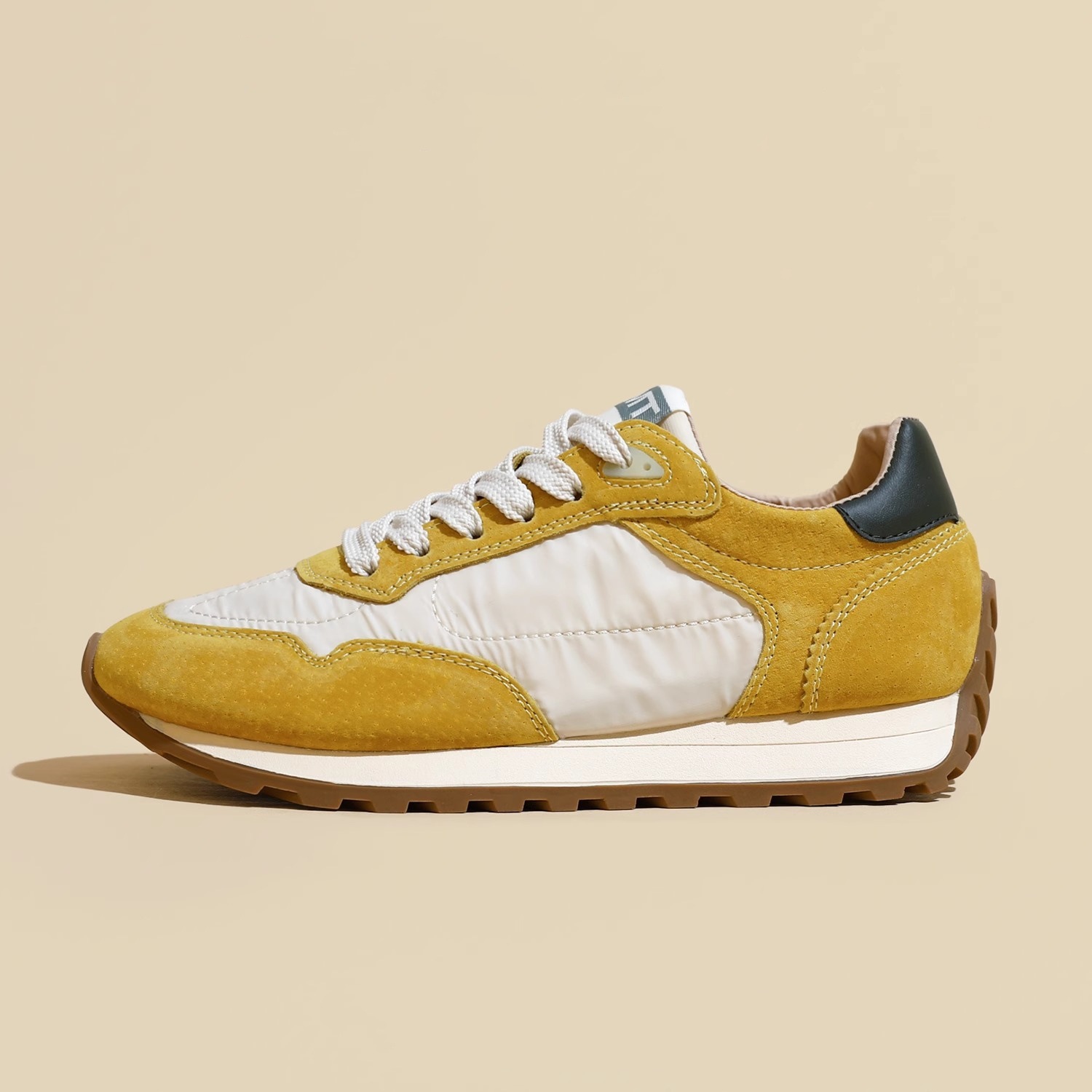 Shoes Women's Running - Korean Style, Versatile Hot Training Sneakers, Beige/Yellow, Breathable Mesh, Lightweight, 2024 Spring Fashion - Style, S