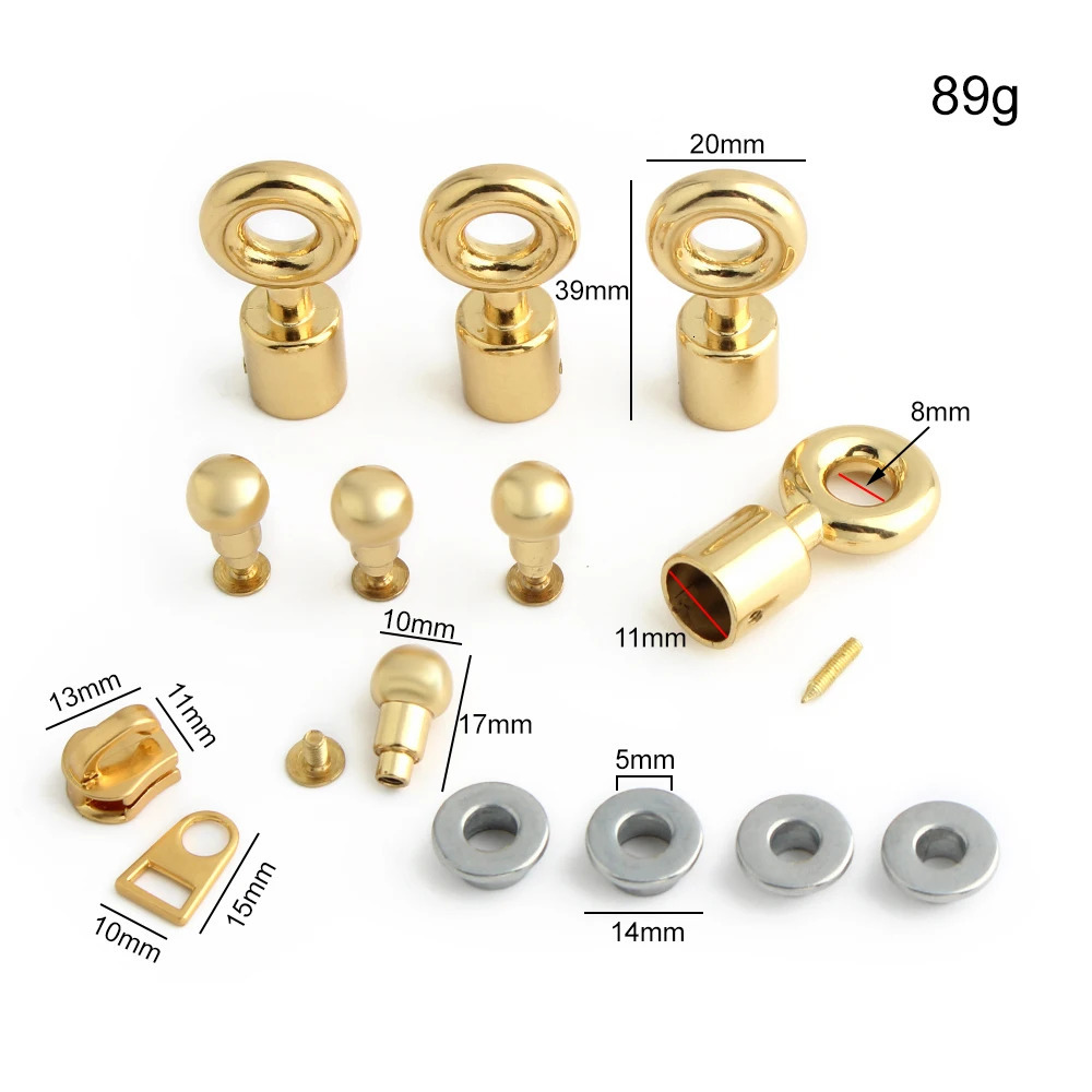 1/3/10 sets of satin gold zipper slider zipper hanger shoulder strap buckle shoulder bag wallet with rivets decorative accessories 241205