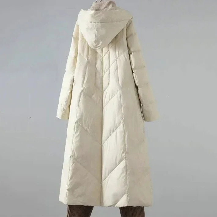 2024 Winter Inflatable Jacket Womens Long Warm Down Cotton Korean Hodoid Mat Casual Coat 241212