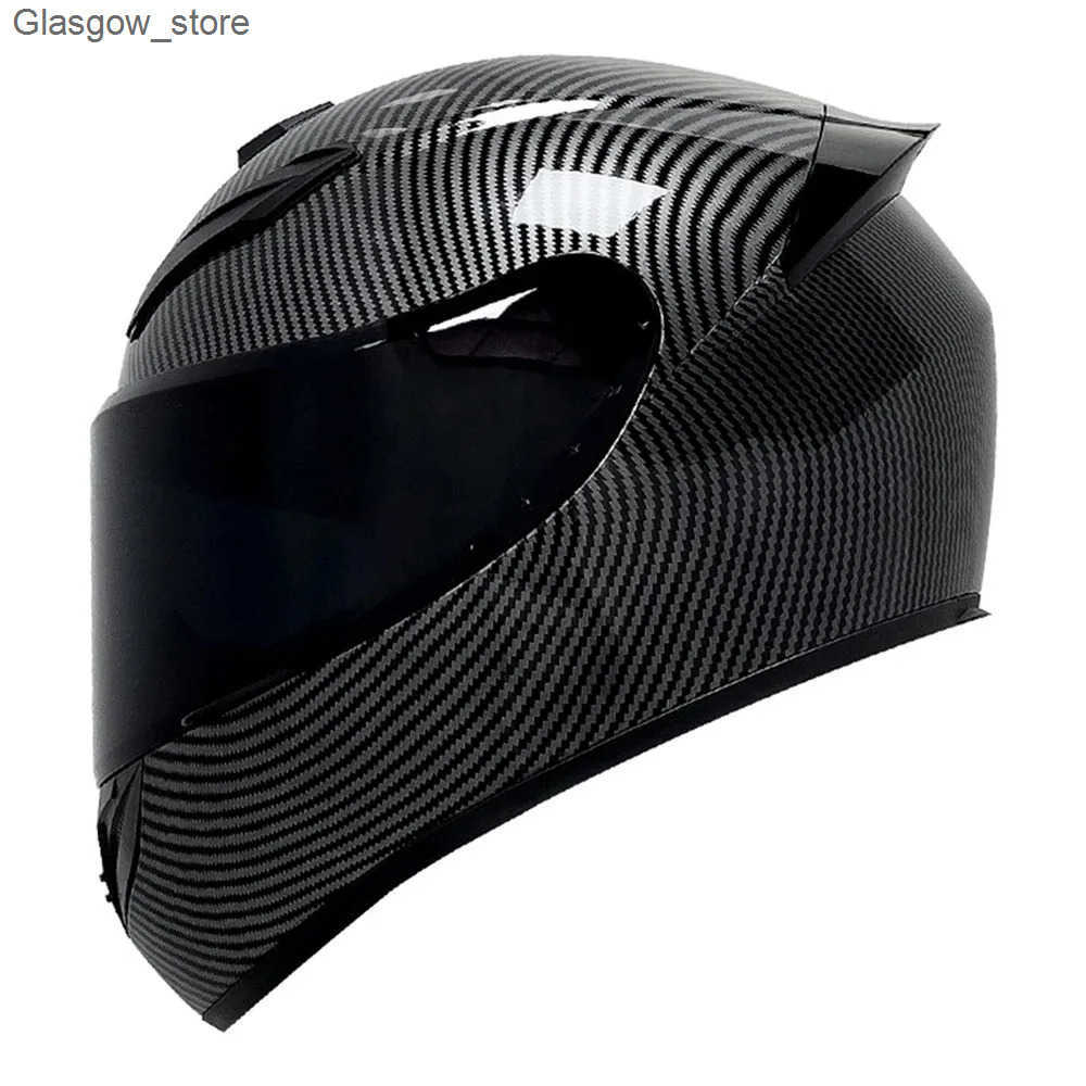 Motorcycle Helmets Motorcycle helmet breathable carbon fiber pattern anti fall motorcycle head protection equipment wear-resistant motorcycle helmet L240910