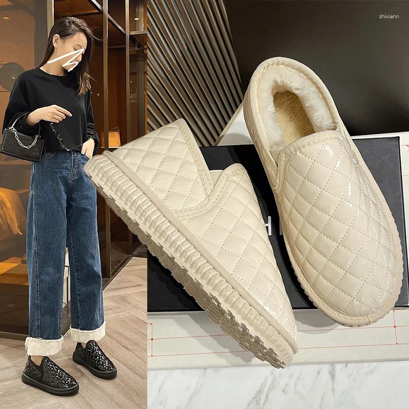 Casual Shoes Moccasin Female Sneakers Slip-on Moccasins Winter Slip On Snow Boots Shearg Fur Woman Shoe Moccas zhanyishengli