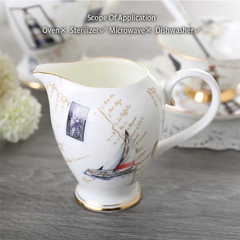 Logbook Bone Chinese Coffee Set European Ceramic Teapot Cream Candy Bowl Tea Time Teapot Cup Coffee W241210