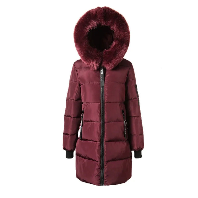 Winter 2025 womens Parka Coats long cotton casual fur hooded jacket thick warm slim fit coat 241209