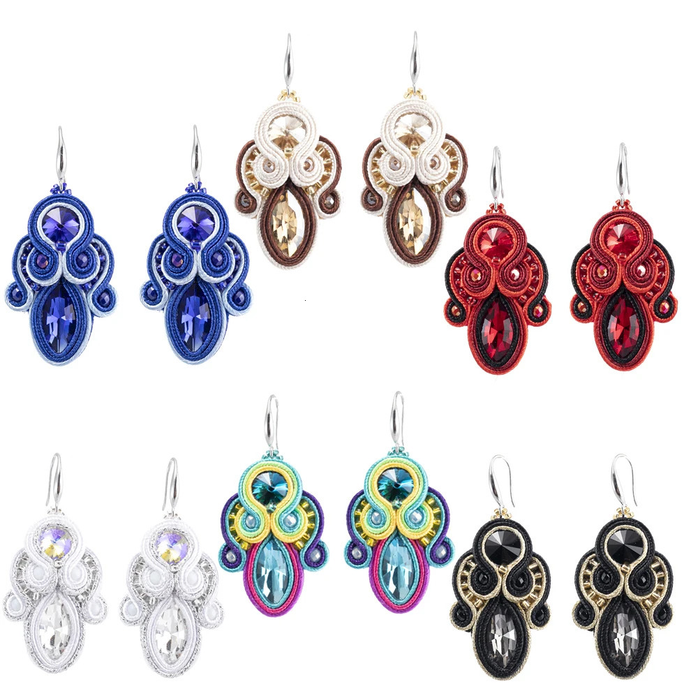 Exquisite Soutache Handmade Pendant Earrings Multi Color Fashion Jewelry Weaving Earrings Womens Ethnic Bohemian Accessories Gifts 241209