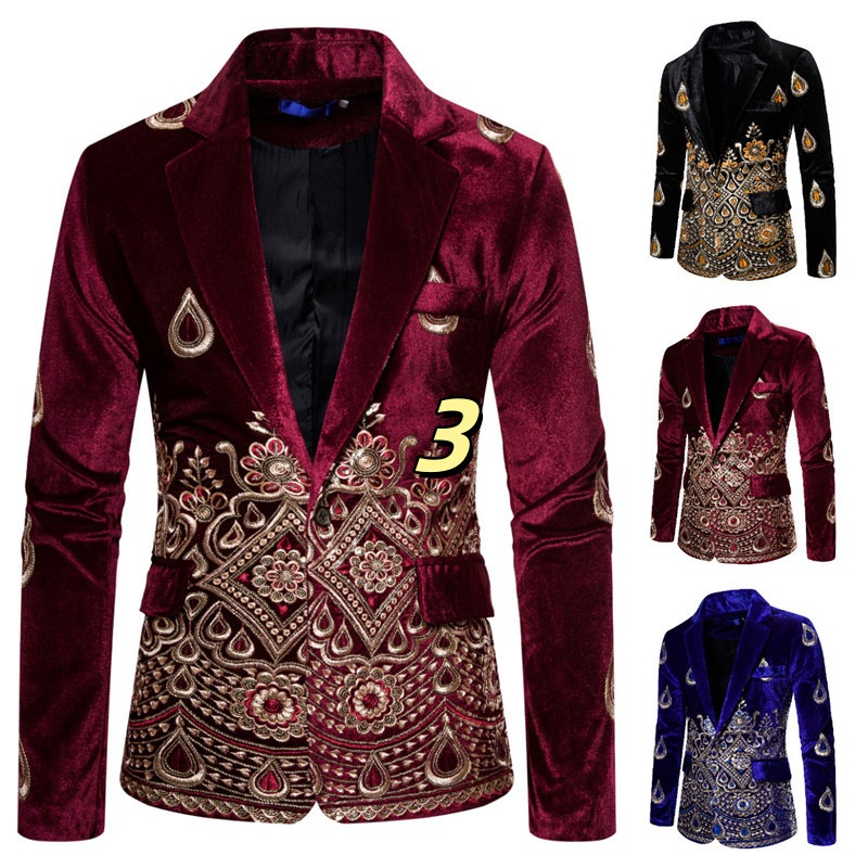 k1369 Sequin Suit Jacket Men's Youth Slim Suit Single Western Casual Small Suit
