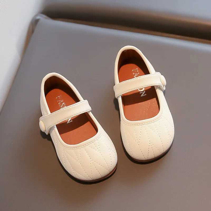 New Kids PU Leather Shoes Girls Princess Shoes Breathable Flats Mary Janes White Brown Children Baby Toddler First Walkers ShoesXJ241209